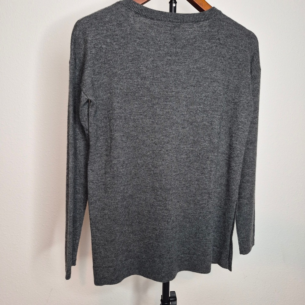 Talbots Petites Gray Lambswool Blend Button Side Crewneck Sweater Size P - Picture 6 of 8